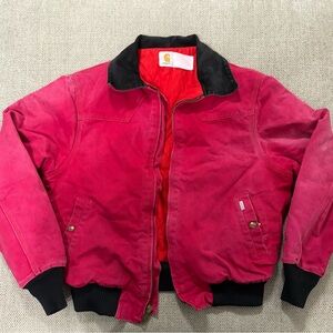 Carhartt Men's Vibrant Red Bomber Jacket Vintage
